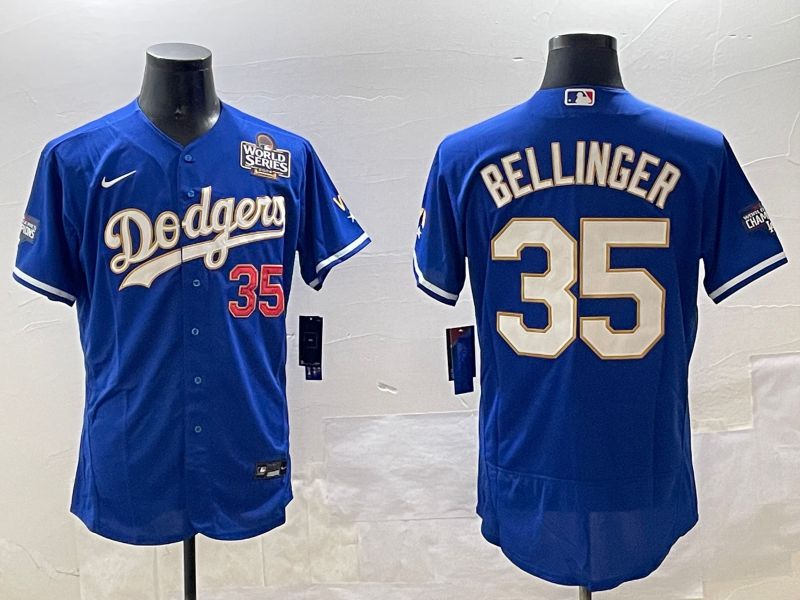 Men Los Angeles Dodgers #35 Bellinger Blue Gold Elite 2025 Nike MLB Jersey style 7->los angeles dodgers->MLB Jersey